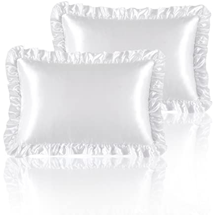 HommxJF Seidige Satin-Kissenbezüge für Haar und Haut, weiße Seiden-Kissenbezüge, King-Size-Bett, 2er-Set mit Hotelverschluss, Prinzessinnen-Raumdekoration