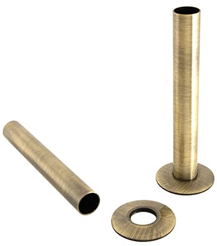 Warmehaus 180mm Pipes Polished Antique Brass Pipes and Pipe Collars Sleeves