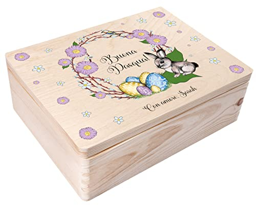 Creative Deco Pasqua Personalizzata Scatola Regalo di Legno - Il tuo Testo | Pasquale Personalizzato Idea Scatola dei Ricordi | Per Donna, Uomo, Bambini e Coppie | Stampa a colori | Uova di Pasqua