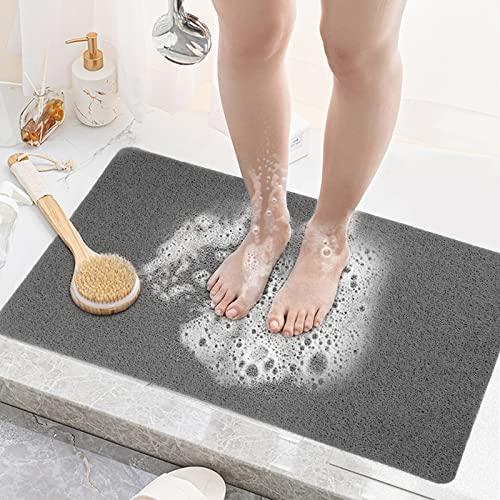 LY4U rutschfest Duschmatte 60x60cm, Weiche Luffa Anti Schimmel PVC Badematte für Duschkabine Badezimmer Grau