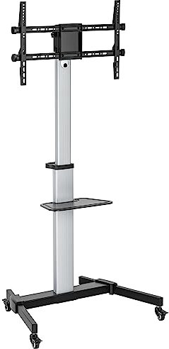 Techly 367584 Supporto a Pavimento con Mensola Trolley TV LCD/LED 37-86 Nero/Argento