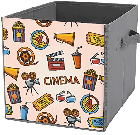 Kino-Filmstreifen, zusammenklappbarer Aufbewahrungsbehälter, faltbarer Aufbewahrungskorb aus Segeltuchstoff, 3D-Brillen-Würfelbox, stabiler Organizer mit Griffen für Heimbüro, Schrankregale, 26,9 cm