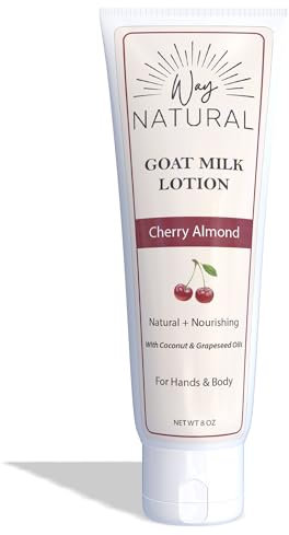 Way Natural - Ziegen-, Kirsch- und Mandelmilchlotion - Cremige Lotion zur Linderung trockener Haut für Hände und Körper - echte Ziegenmilchlotion