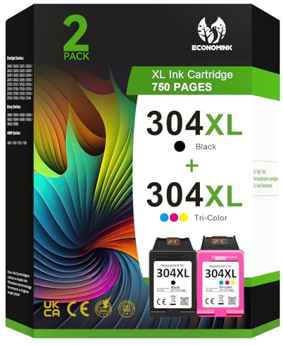 304XL Druckerpatronen, 304XL Schwarz und Farbe Kompatibel für HP 304 Druckerpatronen, für Envy 5030 5010 5020 5032 DeskJet 3750 3760 2620 2600 3720 2630 2622 3735 3762 Drucker (2er-Pack)
