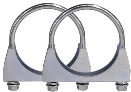 2 Piece Car Clamp M8 Pipe Clamp Ø52-80 mm Special Clamp for Exhaust Pipe U-Shaped Galvanized Pipe Clamp (76mm)