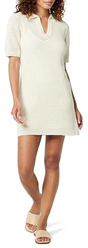 The Drop Melia Collared Crochet Micro Mini Dress Robes, Whisper White, XL