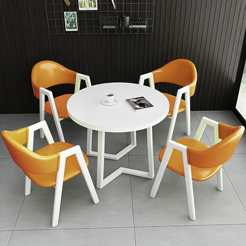 Rund Konferenztisch Mit 4 Stühlen, 1 Tisch 4 Stühle Kombination, Küchentisch Und Stühle Für 4 Personen, Platzsparend Gartenmöbel-Set, Besprechungstisch, Empfangtisch, Für Esszimmer Küche Wohnzimmer (