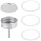 sourcing map Piezas de repuesto para cafetera espresso de aluminio con 1 filtro y 3 juntas de silicona, 1 embudo de 81 x 71 x 4 mm para cafetera moca de 12 tazas (plateado)
