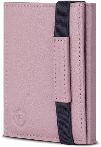 VON HEESEN Slim Wallet mit Münzfach & RFID-Schutz - Mini Geldbörse Herren & Damen - Kartenetui Kreditkartenetui - Portmonee Geldbeutel Portemonnaie klein Lavendel
