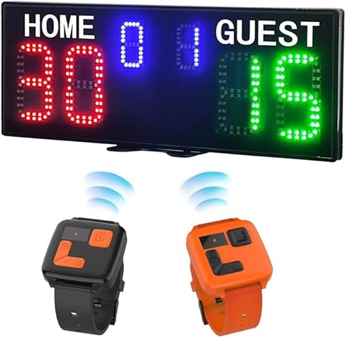 YZ Tennis Punktezähler mit Uhrensteuerung, Elektronische Anzeigetafel Fussball, Tischtennis Zähler, LED Anzeigetafel Sport, Digital Scoreboard für Volleyball, Basketball, Badminton, Indoor Outdoor