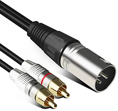 Cetfuro Cable RCA de Audio 2RCA Macho una XLR 3 Macho Cannon Amplificador Mezclador Enchufe AV Cable XLR una Dual RCA Cable 2M