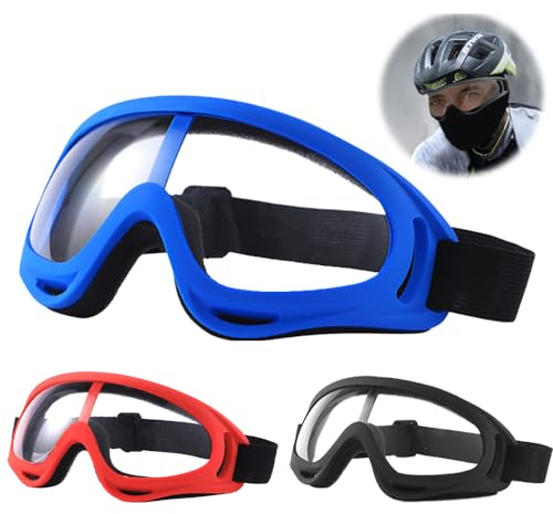 HIULLEN 3PCS Schutzbrille Kinder, Windbeständigkeit Fahrradbrille Kinder, Transparent Arbeitsschutzbrille, Kinder Schutzbrille Brillen UV Schutzbrille für Kinder Labor Radfahren Skifahren Bergsteigen