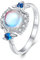 Massiver Bypass-Ring aus 925er-Sterlingsilber mit Mondstein und London-Blautopas