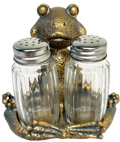 Yoga Frosch Salz- und Pfefferstreuer Set mit Glasstreuer - skurrile meditierende Zen Master Lotus Pose Figur - Esstisch Küche oder Bar