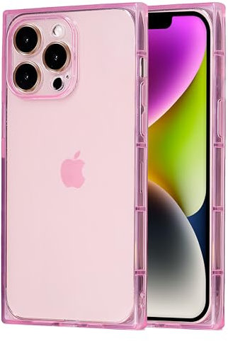 IAIYOXI Rectangle Case Compatible for iPhone 12 Pro Max, 6.7-inch, Full Camera Protection with TPU Cushion, Slim Clear Silicone Shockproof Case for Women Girls, Cover for iPhone 12 Pro Max, Pink