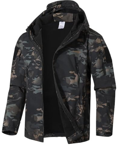 WINKEEY Veste Homme Coupe Vent Blousons Homme Camouflage Veste Manteau Homme Automne Hiver imperméable Veste de Pluie(L,Vert1)