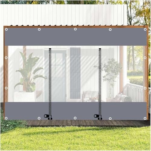 Pannelli Laterali in Telone Gazebo Trasparenti,tende in in Tela Cerata Pvc Chiare,copertura in Telone Impermeabile 0,3mm,tende Laterali Carport Pergola Esterni,con Cerniera,WxH-1.5x2m/4.9*6.6ft
