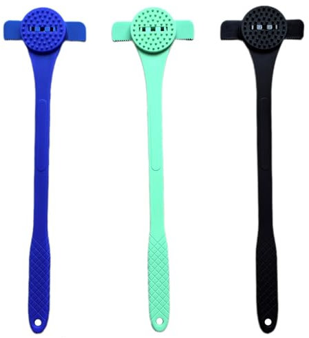 Mihauuke Rasoir pour le dos pour hommes, rasoir pour les cheveux pour le dos - Rasoir dorsal ergonomique flexible avec poignée en silicone,Outils de massage multifonctionnels, fournitures d'épilation