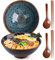 1200ml Ceramic Ramen Bowl Set Of 2 Noodle Bowls With Chopsticks And Spoons，Peacock Tail Ramen Bowl For Inaugurations,Weddings, Birthdays, Holidays, Anniversaries Or Simply For Passionate Ramen Lovers.