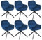 Goeurvant Lot de 6 Chaise Pivotante Velours Salle à Manger à 360° avec Accoudoirs Chaise de Cuisine Fauteuil Pieds en Métal pour Salon, Bleu Foncé