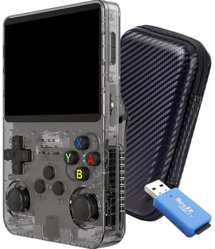 SVP Game - R36S Consola Retro Portatil PS1, n64, nDS, SuperN, GameB, Arcade, Atari, GBA, PSP Consola Portatil 40.000 Juegos Emulador Retro, Game Console, Videojuegos (Negro 128 GB + Estuche + USB)