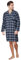 Haigman Chemise de nuit pour homme 100 % coton brossé à manches longues, Bleu marine/bleu à carreaux, XXL