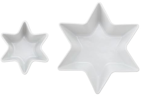 MIKASA Chalk White Porcelain Star Shaped Bowls, Set of 2 Bowls, Ideal for Tapas, Appetisers, Desserts, Side Dishes, Dishwasher Safe