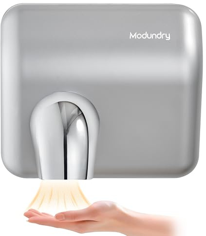 Modundry Professionale Asciugamani Elettrico da Muro 5-7 Secondi Asciuga, Automatico Asciugamani ad Aria per Bagno Commerciale, 2300W Argento