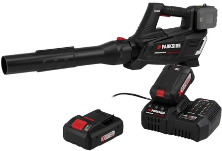 Parkside Performance® 40V Akku-Laubbläser PPTLBA 40-Li C3 – inkl. 2× Akkus (4Ah) & Schnellladegerät | Brushless-Motor, 250 km/h Luftgeschwindigkeit, Schultergurt & Flachdüse