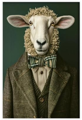 UIYTYBGAG Distinguished Gentleman Schaf, Leinwand-Poster, Schlafzimmer, Dekoration, Landschaftsdekoration, Geschenk, 20 x 30 cm