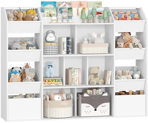 HEXCELEN Meuble Rangement Enfan, 30 x 130 x 100 cm, Blanc