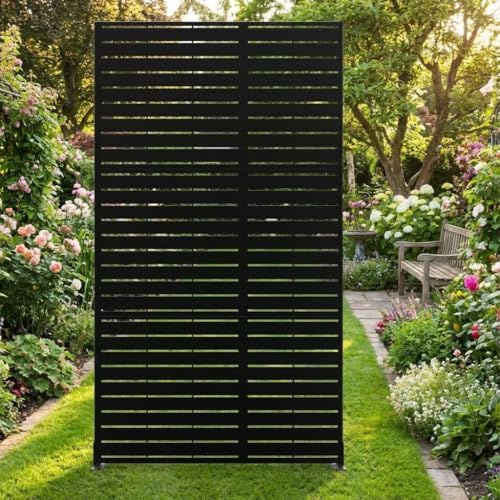 Koioplie Metall-Sichtschutz Mit Ständer 180×120 cm Freistehender Sichtschutz Und Paneele Für Den Außenbereich, Sichtschutz Für Terrasse, Veranda Und Balkon