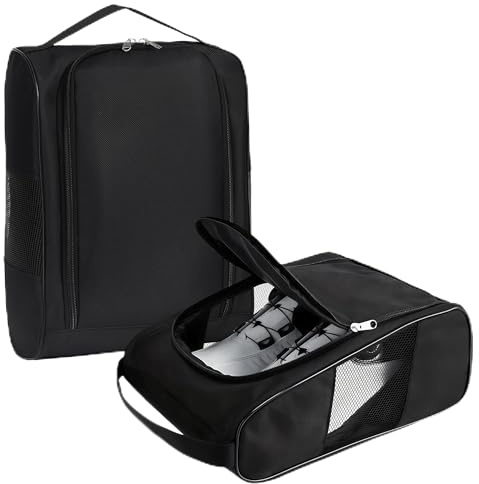 Schuhbeutel Reise 2 Stück Wasserfest Schuhtasche Tragbare Schuhtasche Golf mit Reißverschluss Schuhsack Schuhtaschen Organizer für Reisen Fitnessstudio im Freien, Schwarz