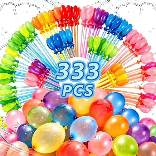 Eclare 333 Stück Wasserbomben Selbstschließend, Bunt Gemischt, 60 Sekunden Schnellfüller Wasserballons Set, Wiederverwendbar Wasserspielzeug für Kinder und Erwachsene, Outdoor Sommer Poolparty