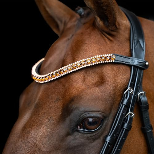 Imperial Riding Stirnriemen IRH Grande, Stirnband aus Leder mit Glas-Strasssteinen und Stiftverschluss, Bronze, Pony