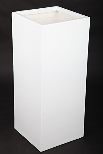 point home Blumentopf, Pflanzkübel aus Fiberglas, weiß, 60cm - für Innen