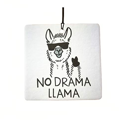 Ali Air Freshener No Drama Llama Auto Lufterfrischer - Weiß mit Schwarz - Vanille Duft - Hängendes Papier