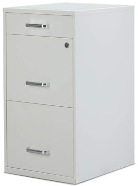 Staples 3-Drawer Vertical File Cabinet, Letter Size Documents, Lockable & Mobile, 18.9 D x 14.3 W x 26.9 H, White