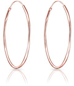 Creolen Rose 40mm - Rose Creolen 40mm - Rosegold Ohrringe Damen Creolen - Creolen Rosegold Damen - Creole Rosegold Damen - Ohrringe Creolen Dünn - Creolen Silber Dünn