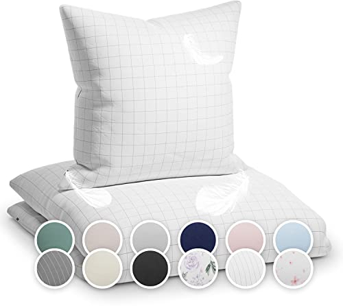 sleepwise edizione Soft Wonder - Biancheria da Letto, Bianco/Grey Square, 135 x 200 cm