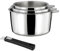 CUISINOX - Malice - 3 casseroles 16/18/20 cm ( 1.5L, 2L, 3L ) tout inox avec poignée noire - Fond sandwich - Compatible tous feux - Acier Inoxydable 18/10 - Finition brillant - Poignée Amovible