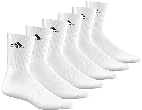 adidas CUSHIONED CREW Tennissocken Sportsocken Damen Herren Unisex 6 Paar, Farbe:White, Socken & Strümpfe:37-39