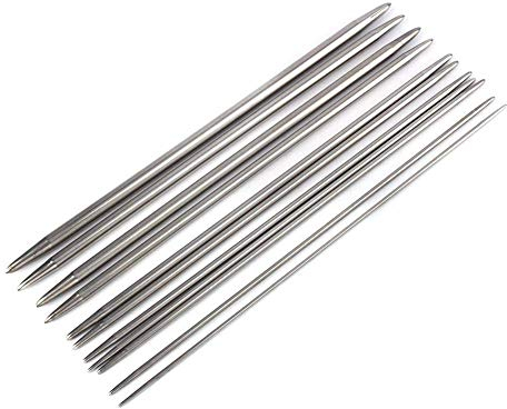 55 Stücke 20CM Länge Nadelspiel set, Edelstahl Doppelspitzen Stricknadeln 2,0mm-6,5mm 11 Größen Stricknadel Set DIY Handwerk Nähnadeln