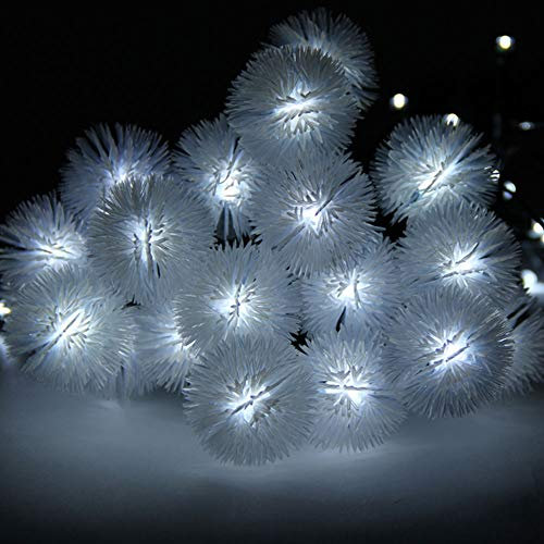 LightsGo LED-Lichterkette mit 50 LEDs, 5 m, Schneeball, für den Innenbereich, für PC, Mac, Handy-Ladegerät (kaltweiß)