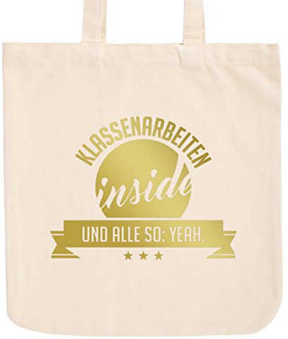 JUNIWORDS Jutebeutel, Pastellfarben, Klassenarbeiten, Tasche: Natur, Schrift: Gold