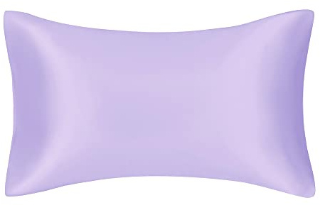 FLCA Mulberry Silk Pillowcase for Hair and Skin,Both Side Mulberry Silk And 1 Pc Silky hair scrunchie (Lavender, Standard 50x75cm)