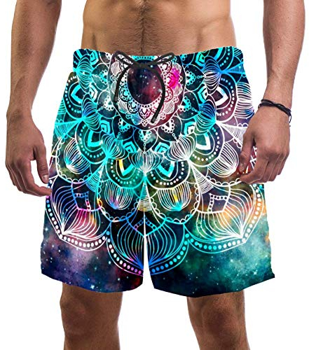 Eslifey Herren Strandshorts Space Mandala Badehose elastisch Badeanzug Boardshorts für Herren, L Gr. XXL, multi
