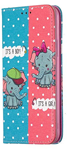 iPhone X/iPhone XS Case for Girls Women Flip Folio Shockproof PU Leather Wallet Case with Stand Card Holder Magnetic Silicone Protection Phone Case for iPhone X/iPhone XS Cover, Elephant