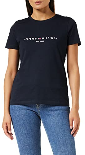 Tommy Hilfiger T-Shirt Manches Courtes Femme Heritage Col Ras-du-Cou, Bleu (Desert Sky), XL