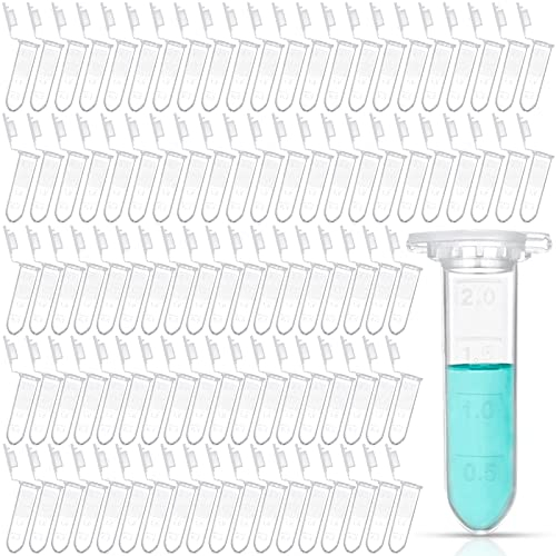 GZcaiyun 500 Pcs Tube à Centrifuger Transparent, 2ml Plastique Tube Microcentrifugeuse avec Capuchon et Graduation pour L'analyse D'échantillons en Laboratoire